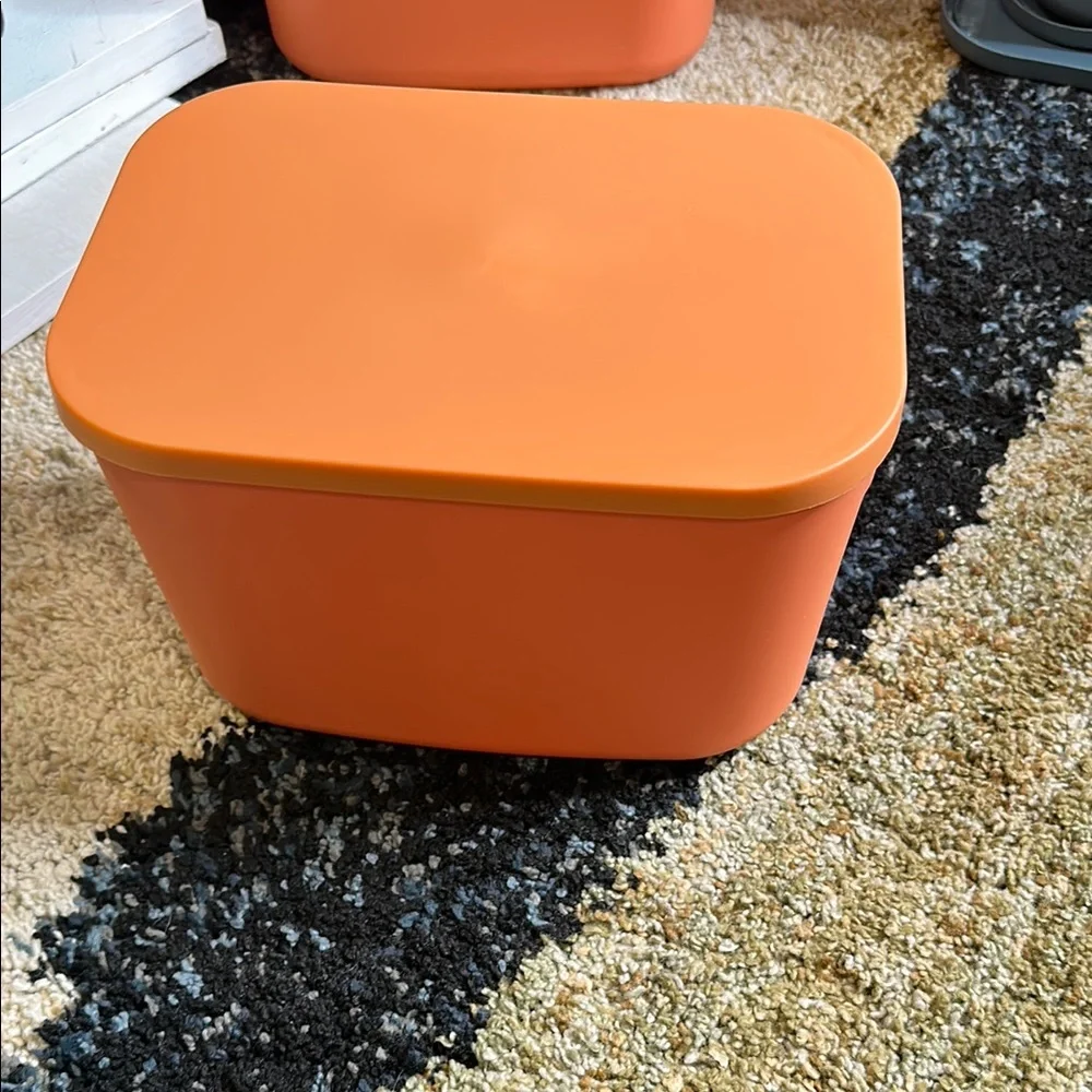 Orange Stackable Organizer Bin w/Fitted Lid 10